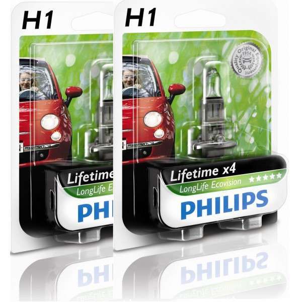 Lâmpadas Auto Philips Long Life EcoVision - 4x Mais Durabilidade