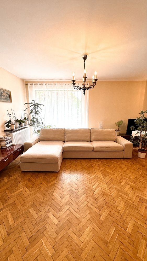 Sofa z szezlongiem - KIVIK IKEA (dwa pokrowce - beż i grafit)
