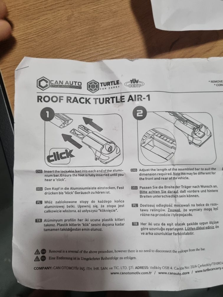 Bagażnik dachowy na rowery TURTLE AIR-1