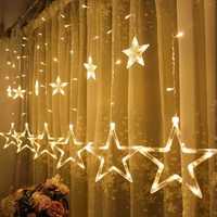 KURTYNA świetlna LED Gwiazdy Wiszące LAMPKI Choinkowe GIRLANDA Sople