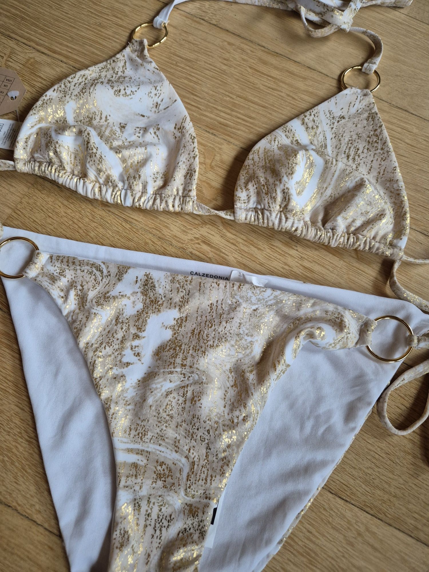 Kostium kąpielowy Calzedonia S 80A/75B/70C biały złoty Melburne