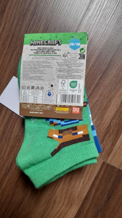 Nowe skarpetki Minecraft 3-pak rozm.28-30 cm