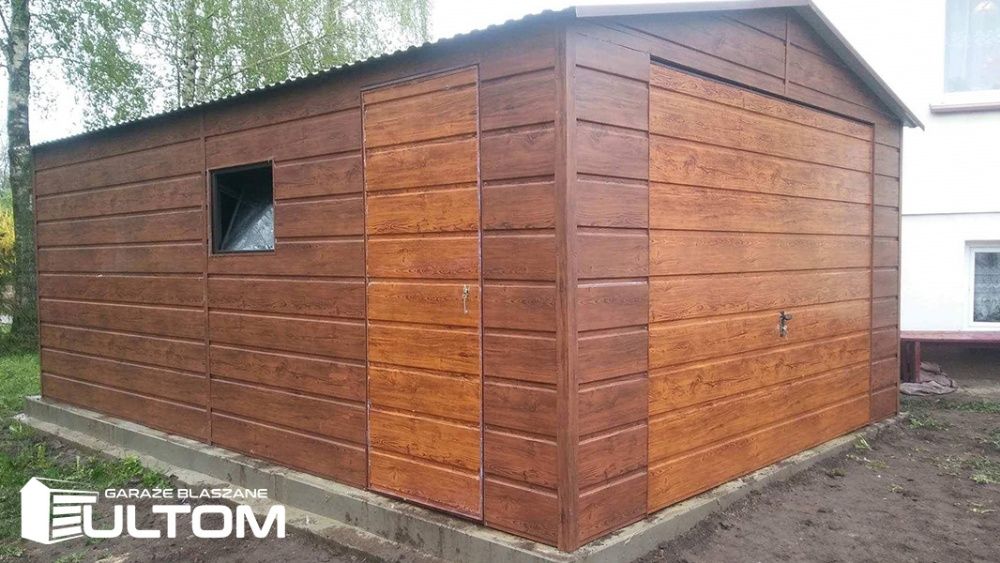 Garaż blaszany 4x6 NOWOŚĆ drewnopodobny PROFIL ZAMKNIĘTY
