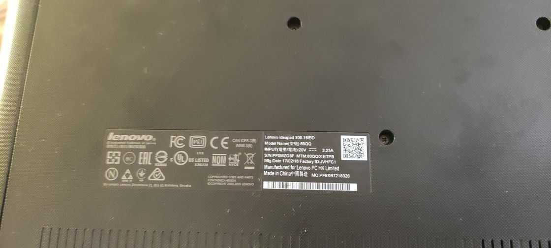 Laptop lenovo ideapad 100-15ibd SSD256GB RAM 8GB