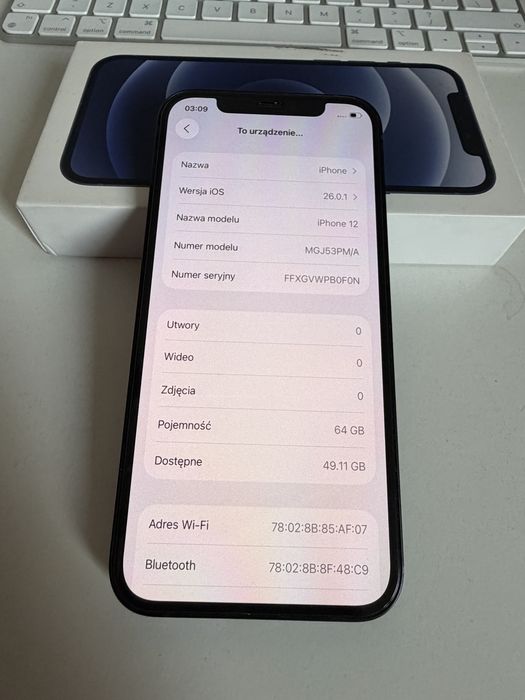 iPhone 12 64gb Black Stan Idealny Bateria 100%