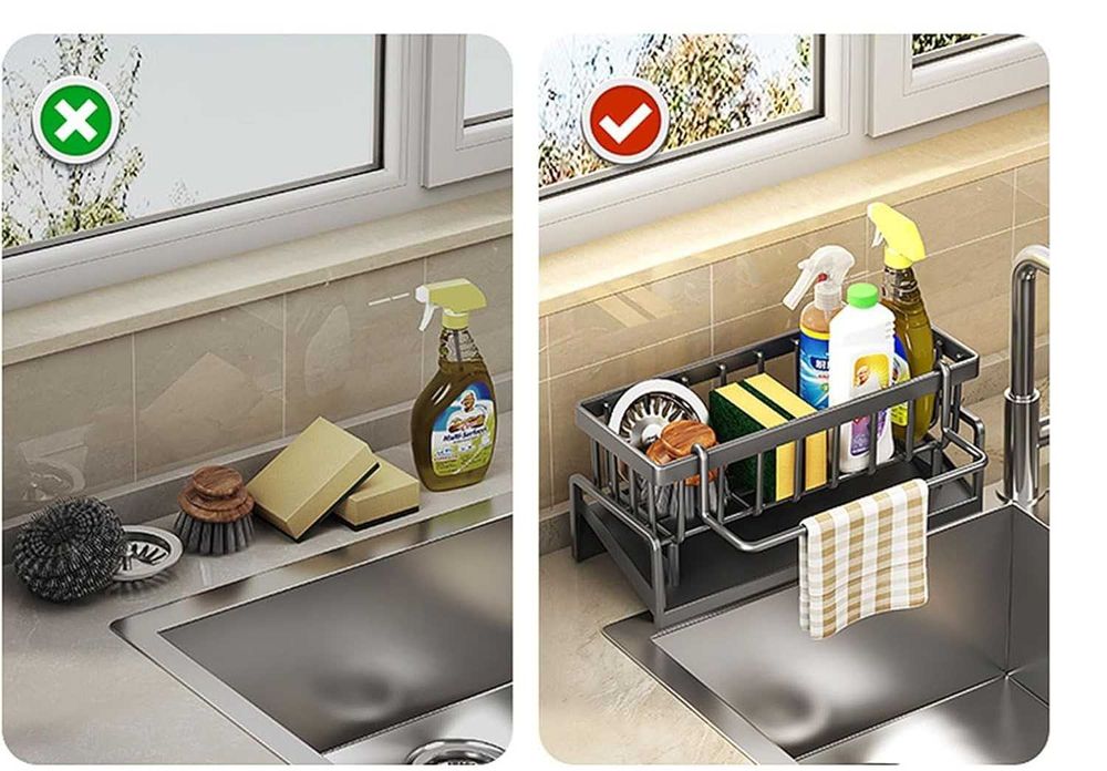 Organizer do Zlewozmywaka Ze Stali Nierdzewnej, czarny