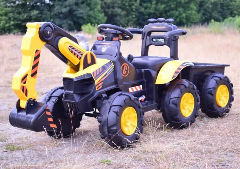 Autko traktor KOPARKA NA AKUMULATOR Z PRZYCZEPĄ jeździk pojazd pilot