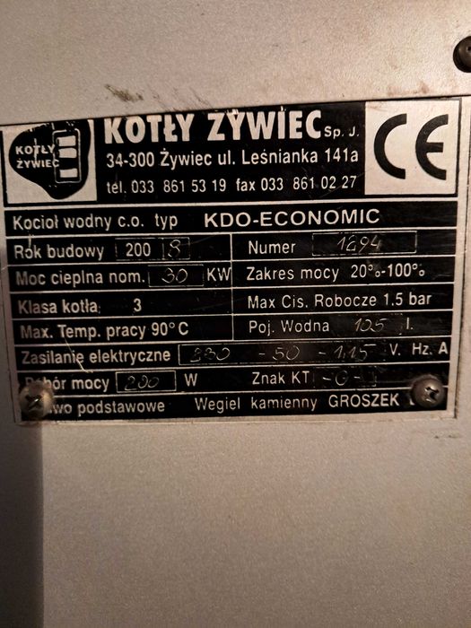 Części pieca węglowego z podajnikiem na ekogroszek, klasa 3