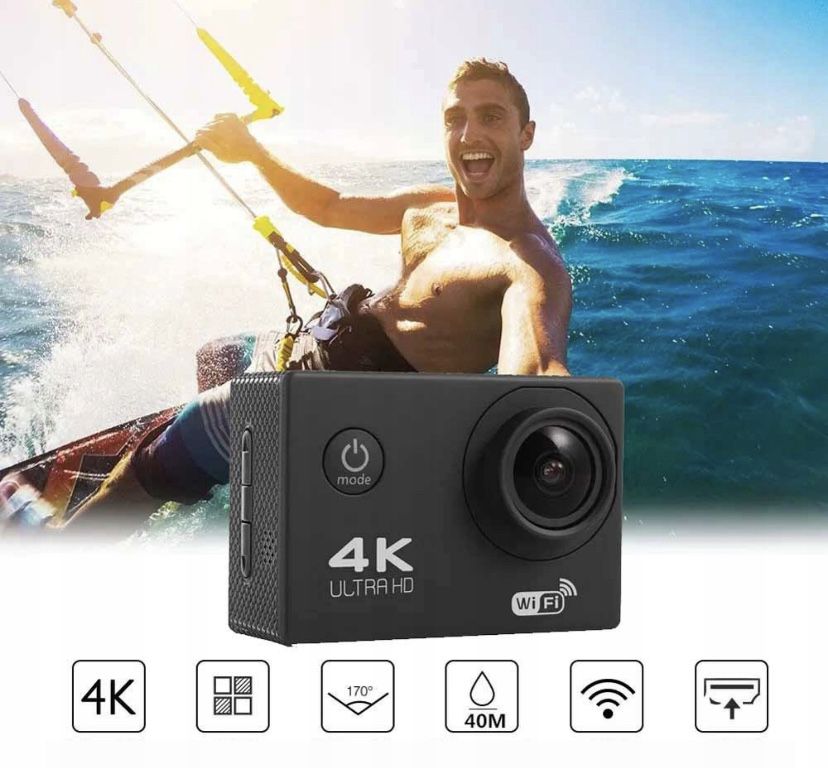 Kamera Kamerka Sportowa WIFI HD Wodoodporna z Akcesoriami PREZENT