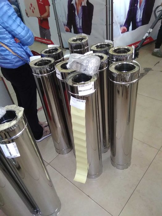 Дымоход утеплённый. Труба для буржуйки. Сэндвич. Труба нерж ф130