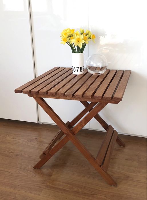 Stolik ogrodowy drewniany drewno składany 60 x 60 cm