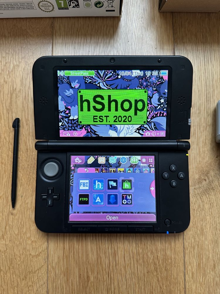 3DS XL + Caixa (Desbloqueada, 128Gb, Todos os Pokemon/Mario/Zelda/etc)