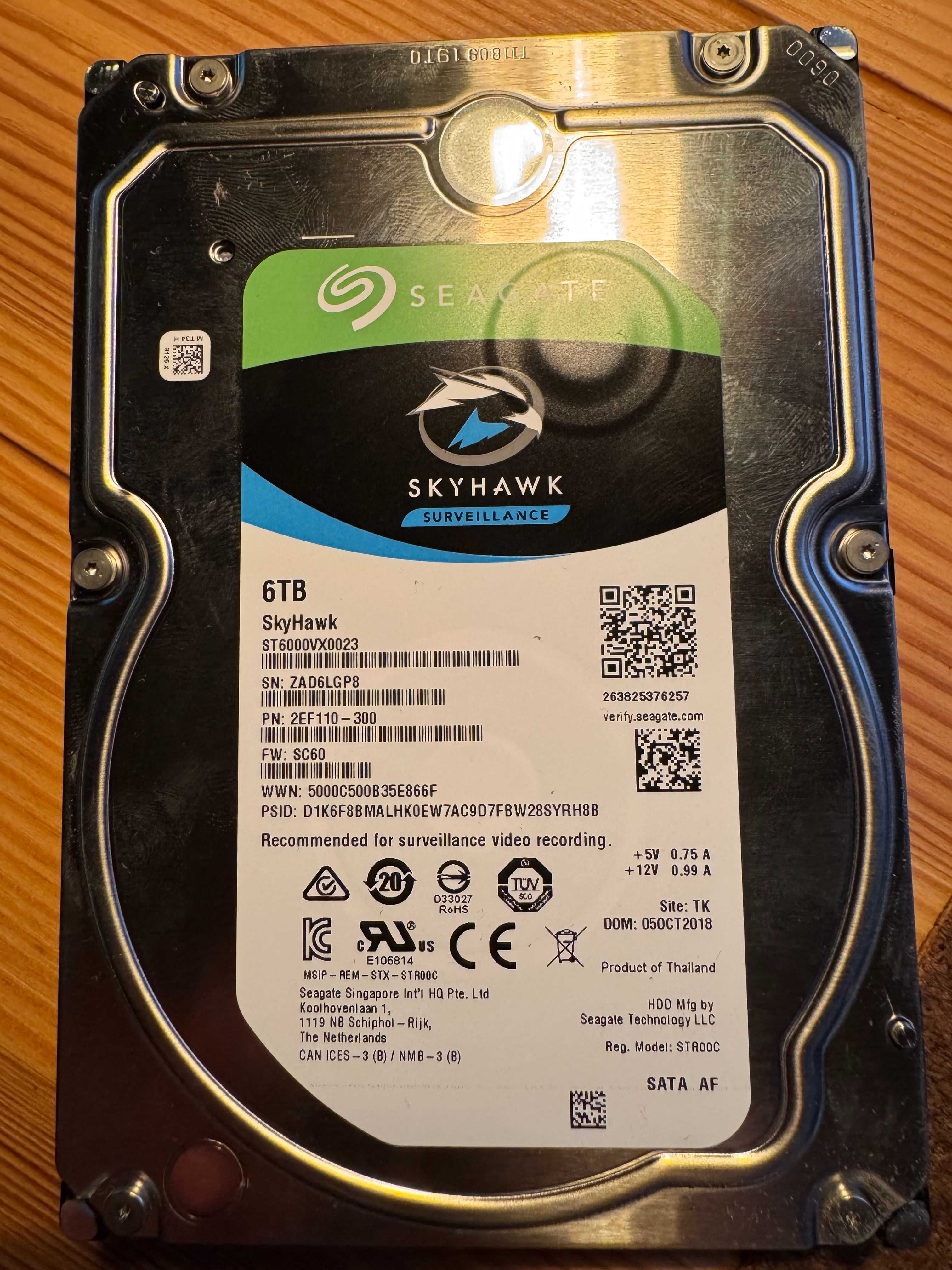 2x Dysk HDD Seagate Skyhawk Survilance 6TB