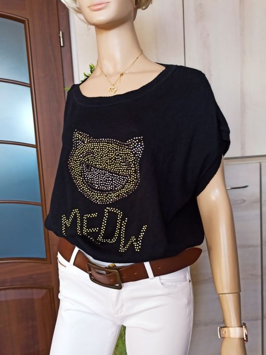 Sg Sweter z krótkim rękawem z dżetami nietoperz 34 , 36 , XS  , S orgi