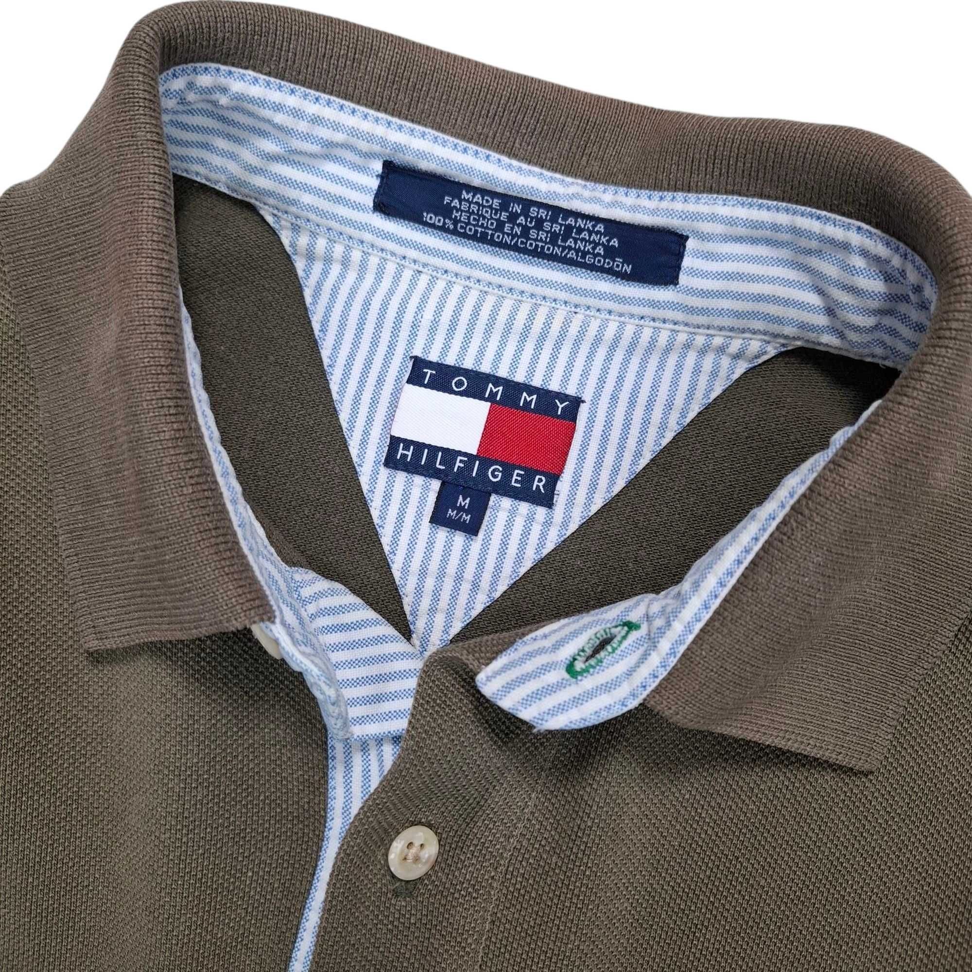 Tommy Hilfiger koszulka polo męska M / L Vintage bawełna TH brązowa