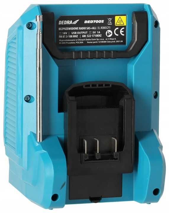 RADIO budowlane bluetooth GŁOŚNIK przenośny bezprzewDEDRA SAS+ALL USB