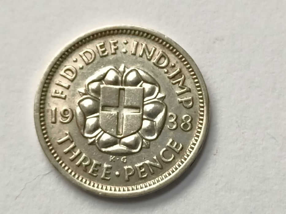 3 Pensy 1938 Król Jerzy VI Wielka Brytania Srebro