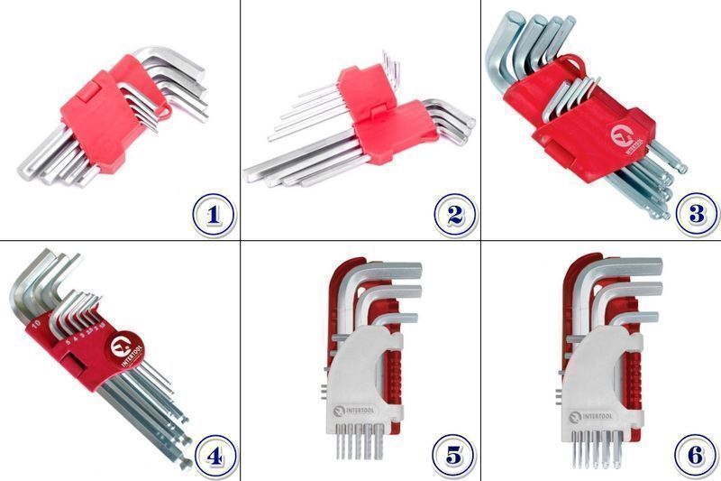 Набор Г-образных шестигранных ключей Cr-V INTERTOOL, шестигранники
