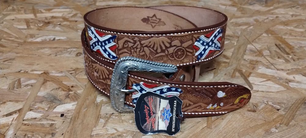 Stars & Stripes Pas Skórzany Kowbojski Country Western Pasek