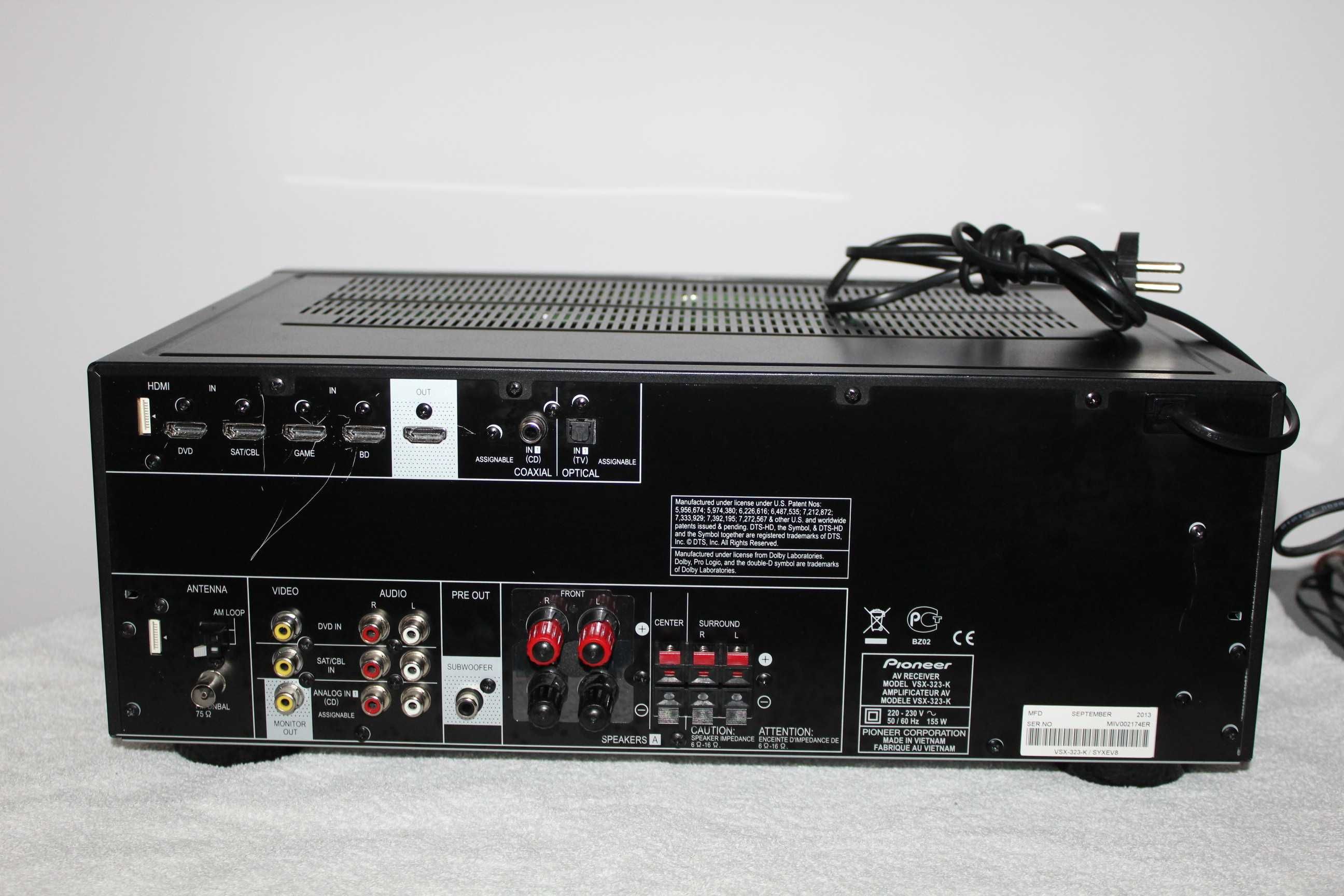 PIONEER VSX-323 Amplituner wzmacniacz kino domowe hdmi USB optyk Wysył