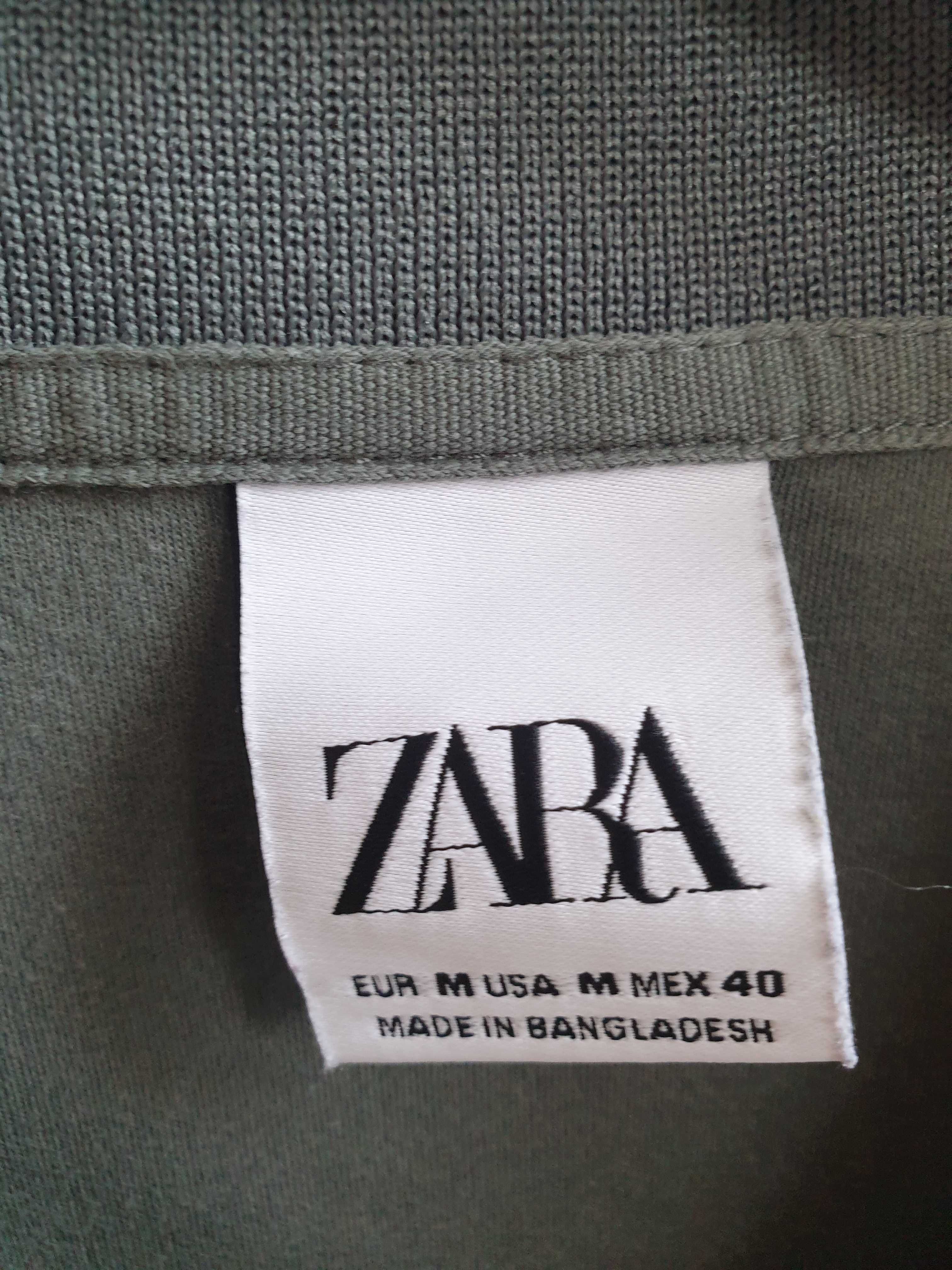 Zielona szałwiowa koszulka polo t-shirt Zara M męska