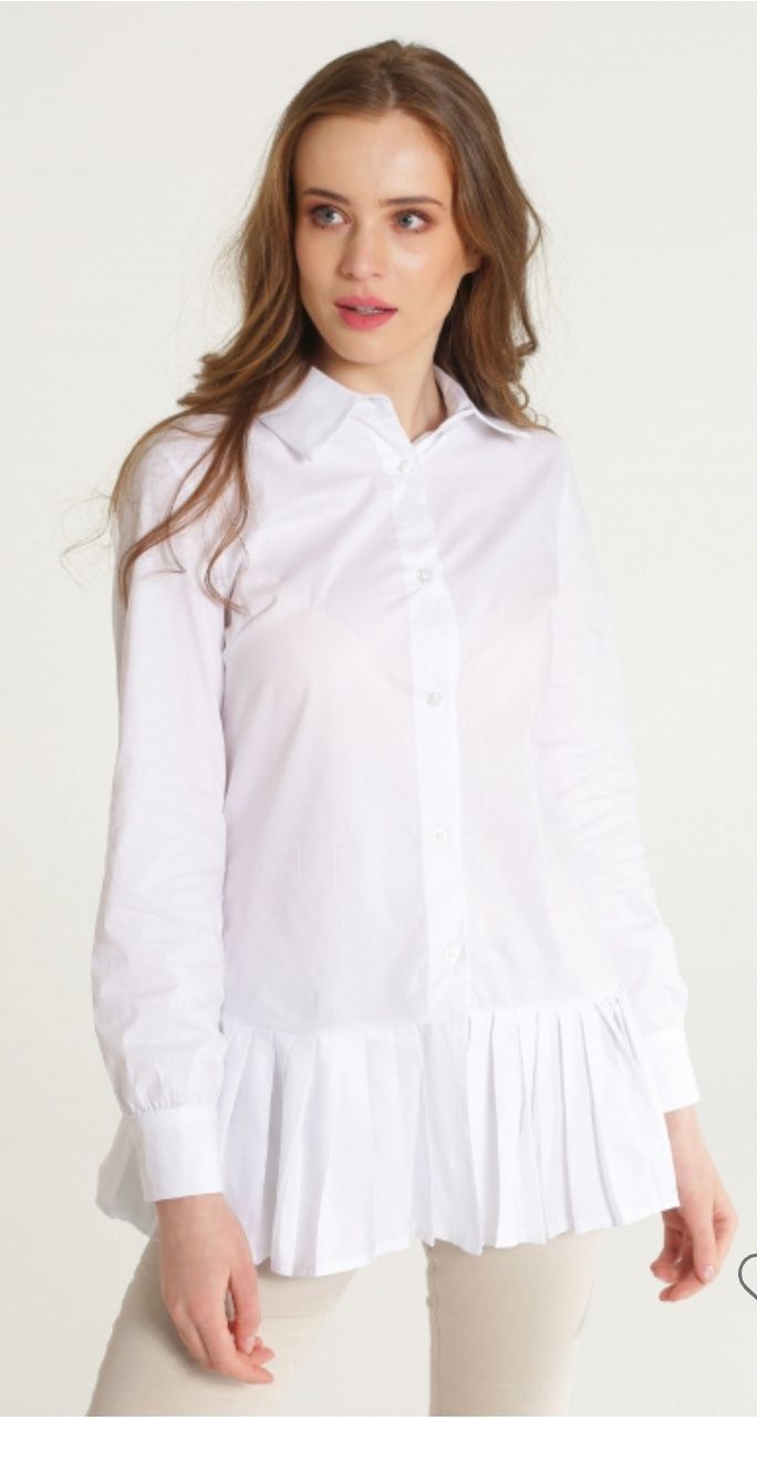Koszula z falbanką plisą S Unisono/Venezia biała