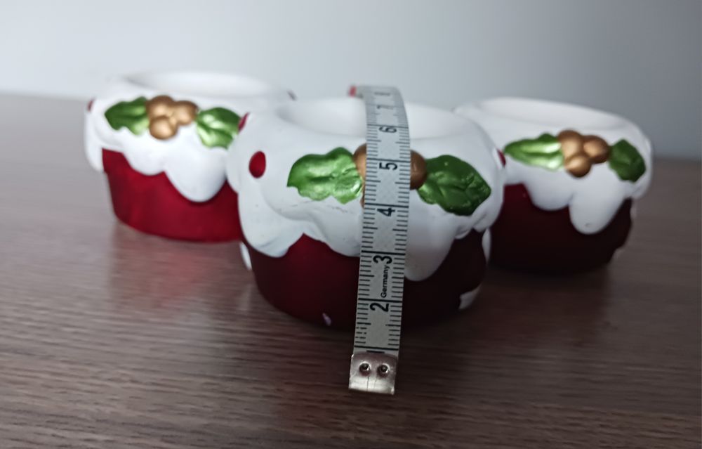 Świąteczne świeczniki, ceramika, 3 szt, Xmas.