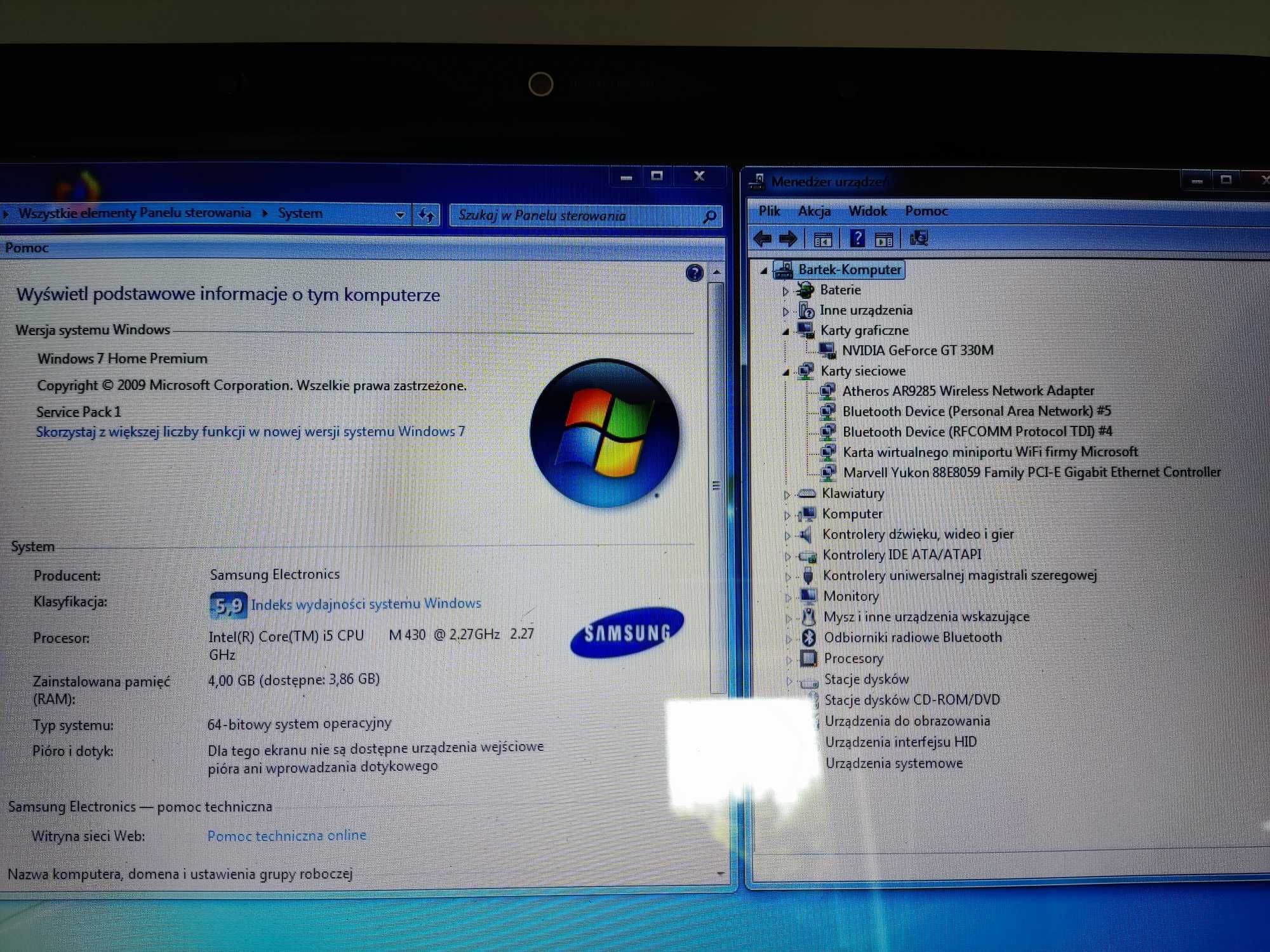 Laptop Samsung R580 i5-430M/4GB RAM/GT 330M (1 GB)/500 GB HDD/Win7HP