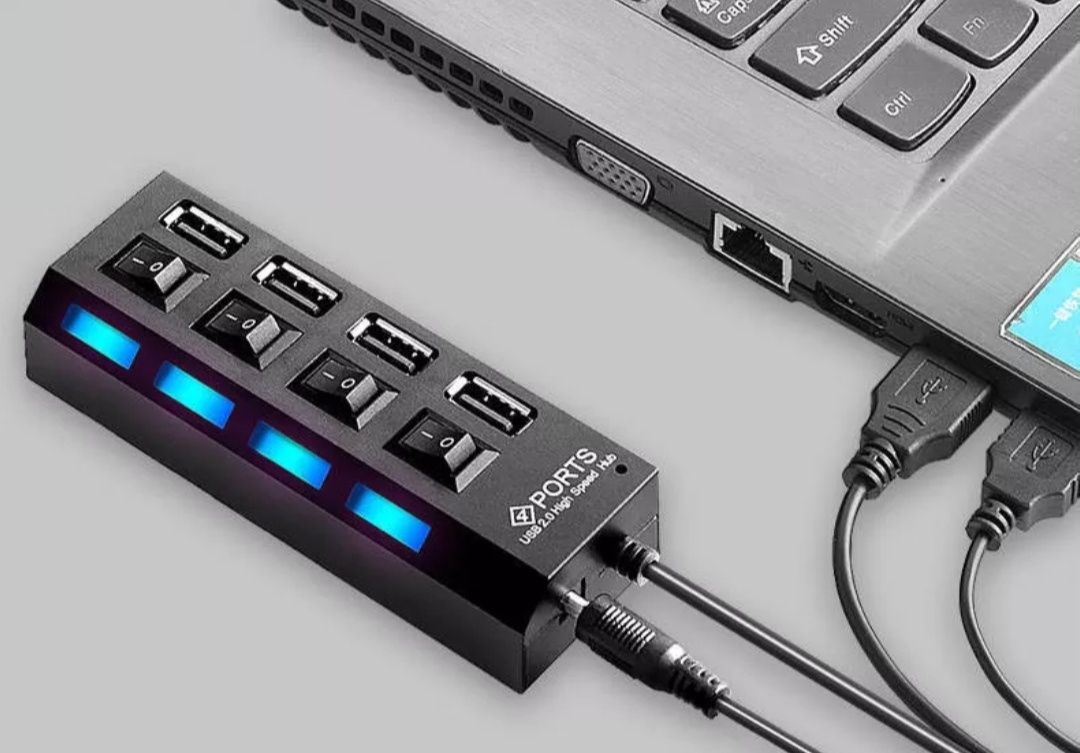 Hub 4 USB novo Cor preto