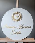 Koło tablica Pierwsza Komunia Święta dekoracje sali moda ścianka