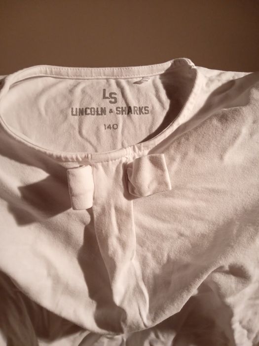 2 białe t-shirty z długim rękawem rozmiar 140