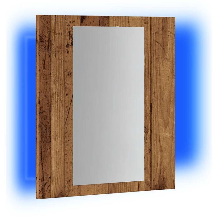 vidaXL Szafka łazienkowa z lustrem i LED, stare drewno, 40x12x45 cm
