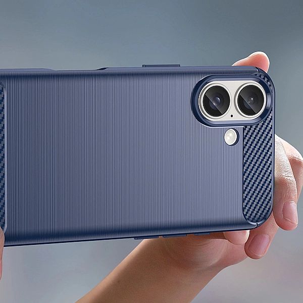 Etui silikonowe Carbon Case do iPhone 16 Plus - niebieskie