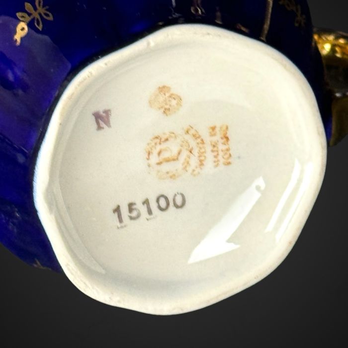 chodzież mokka dzbanek + mlecznik kobaltowy ze złoceniami B41/653