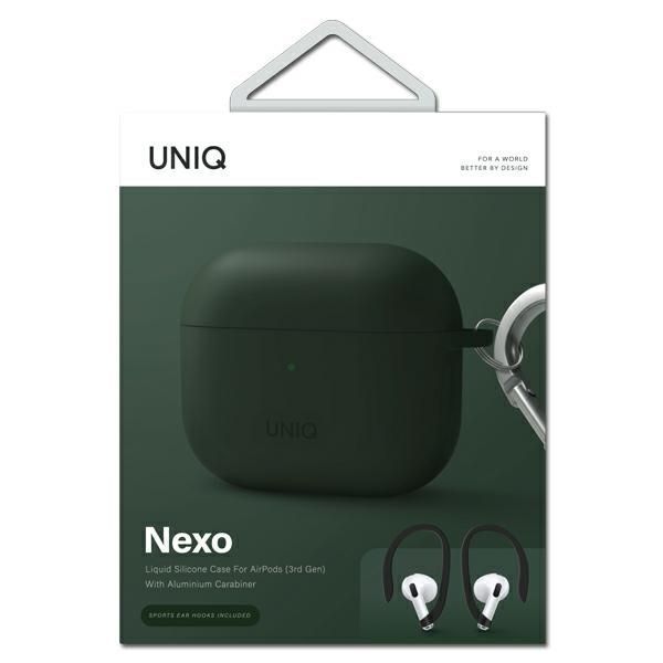 Uniq Etui Nexo Airpods 3 Gen + Ear Hooks Silicone Zielony/Green