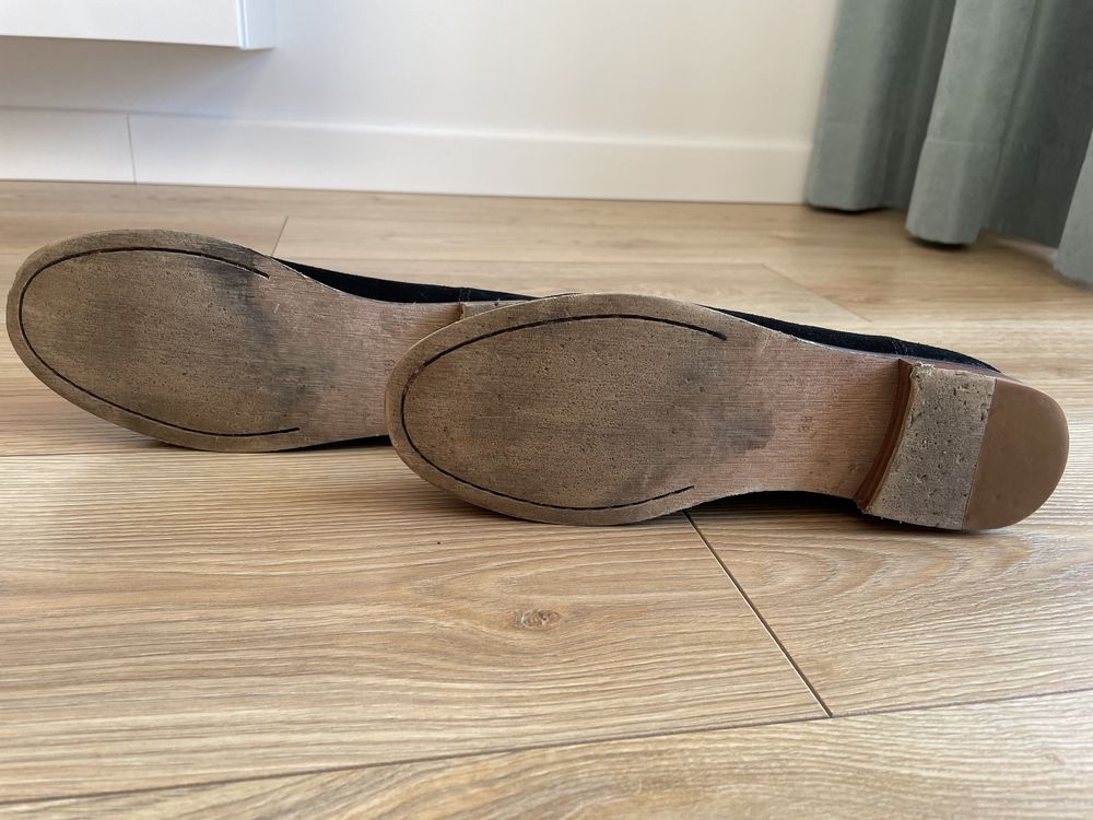 Buty zamsz, podeszwa skóra szyte 38 By o la la…!