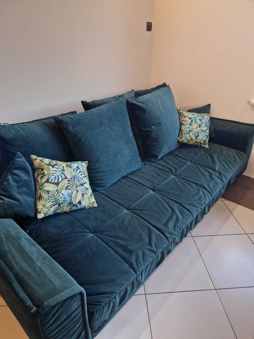 Sofa welurowa kolor butelkowa zieleń