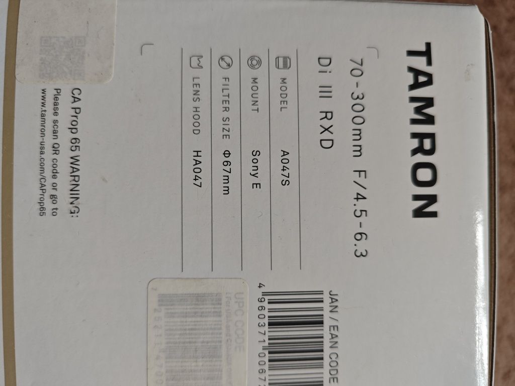 Довгофокусний об'єктив Tamron AF 70-300mm f/4.5-6.3 Di III RXD (A047S)