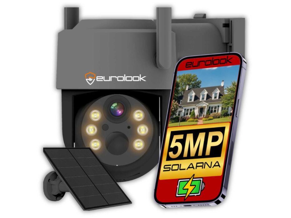 Solarna Kamera WiFi Zewnętrzna Obrotowa Bezprzewodowa 5MPX - WYPRZEDAŻ