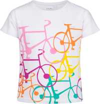 T-shirt koszulka Dziewczęcy 158 bawełniany z rowerami biały Endo