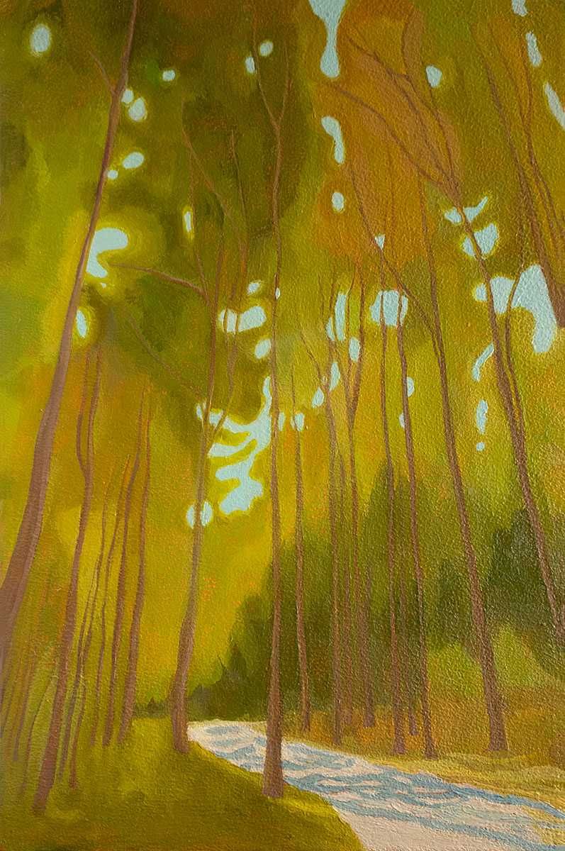 Obraz olejny "Złoty las" – 20×30 cm