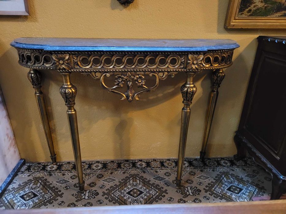 Consola em madeira com tampo em pedra - ótimo estado