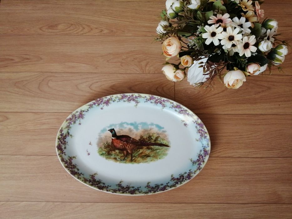 Taca z pawiem Vintage lata 60 porcelana