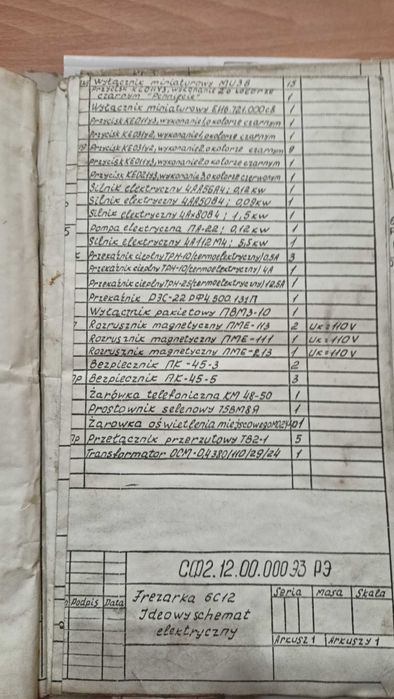 DTR frezarki pionowej 6C12 oryginał