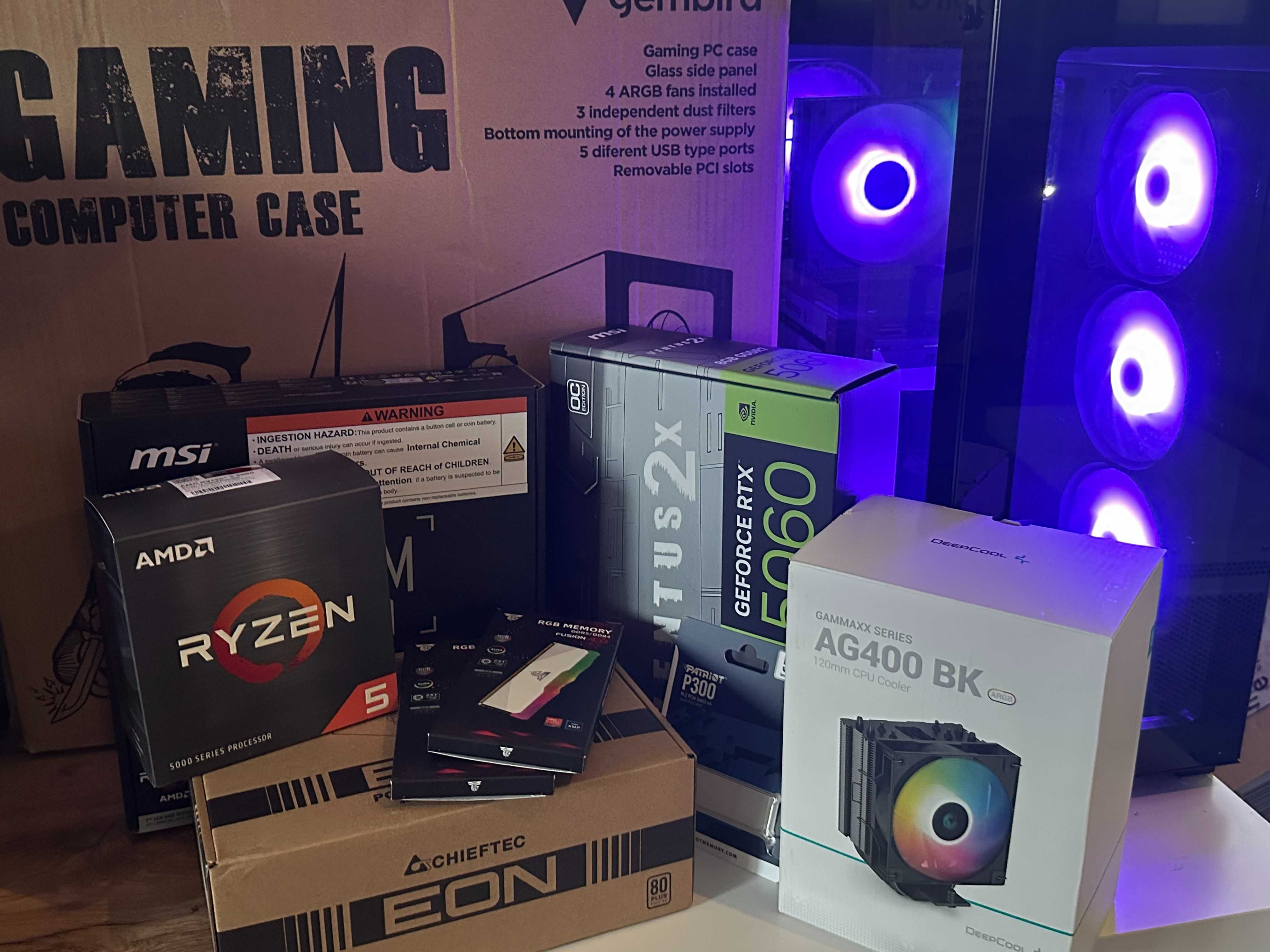 Komputer Gamingowy RTX 5060 Ryzen 5 FV23% 16GB RAM Akwarium RGB SSD
