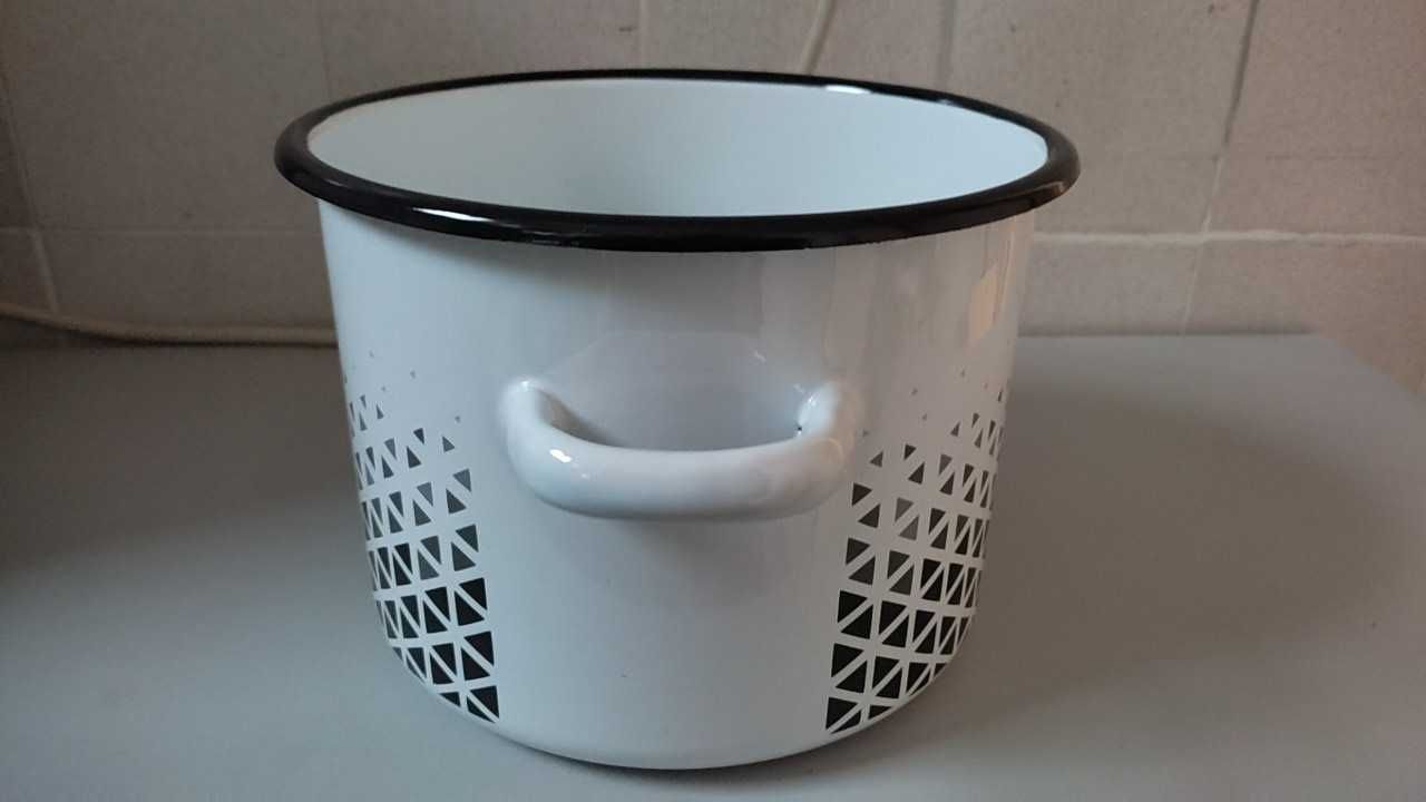 Garnek emaliowany geometria 20 cm pojemność 4.5 ,nowy, emalia Rybnik