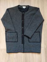 Szary wełniany płaszcz damski oversize rozm. S/M