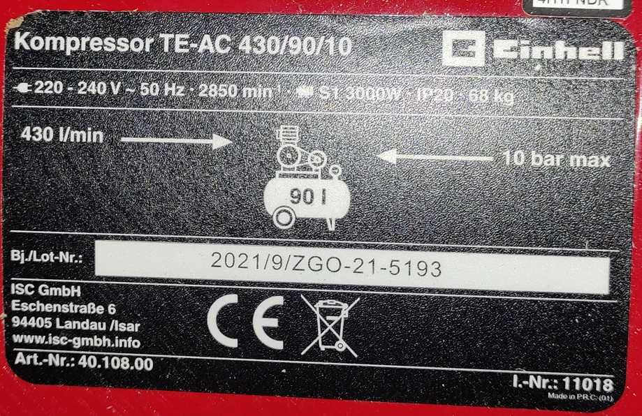 Kompresor , sprężarka Einhell TE-AC 430/90/10