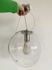 Lampa sufitowa wiszaca chrom szklany klosz