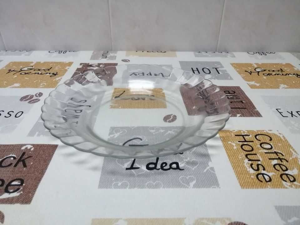 Conjunto pratos sobremesa + sopa, vidro transparente
